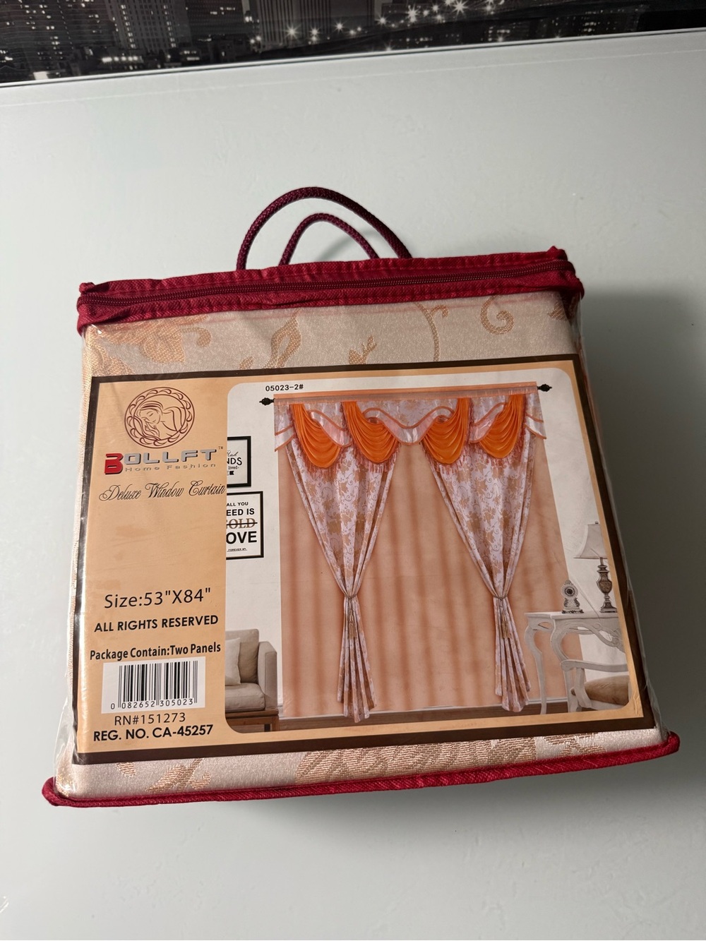 Beige and Orange Window Curtain Panels